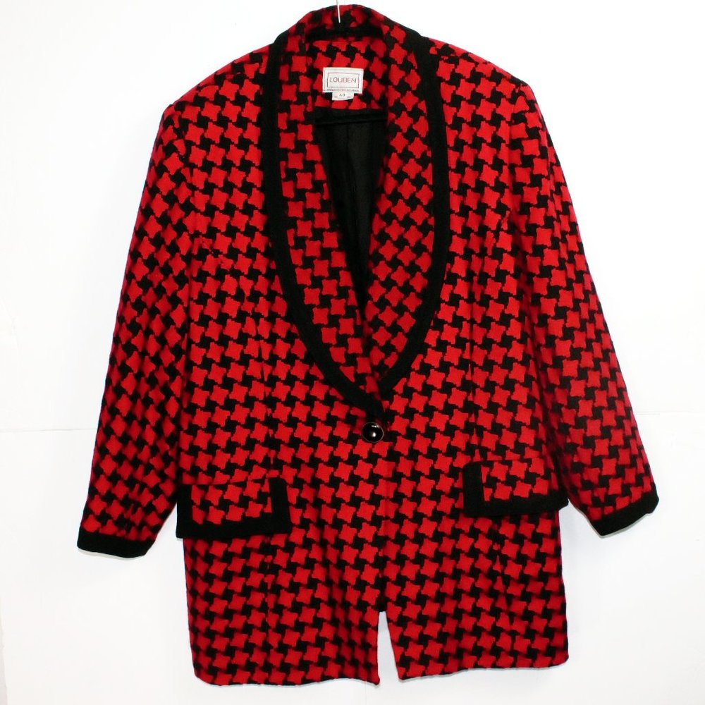 Louben Black & red  Wool Blazer Jacket Size 40
